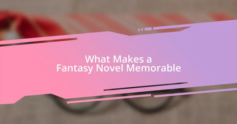 What Makes a Fantasy Novel Memorable