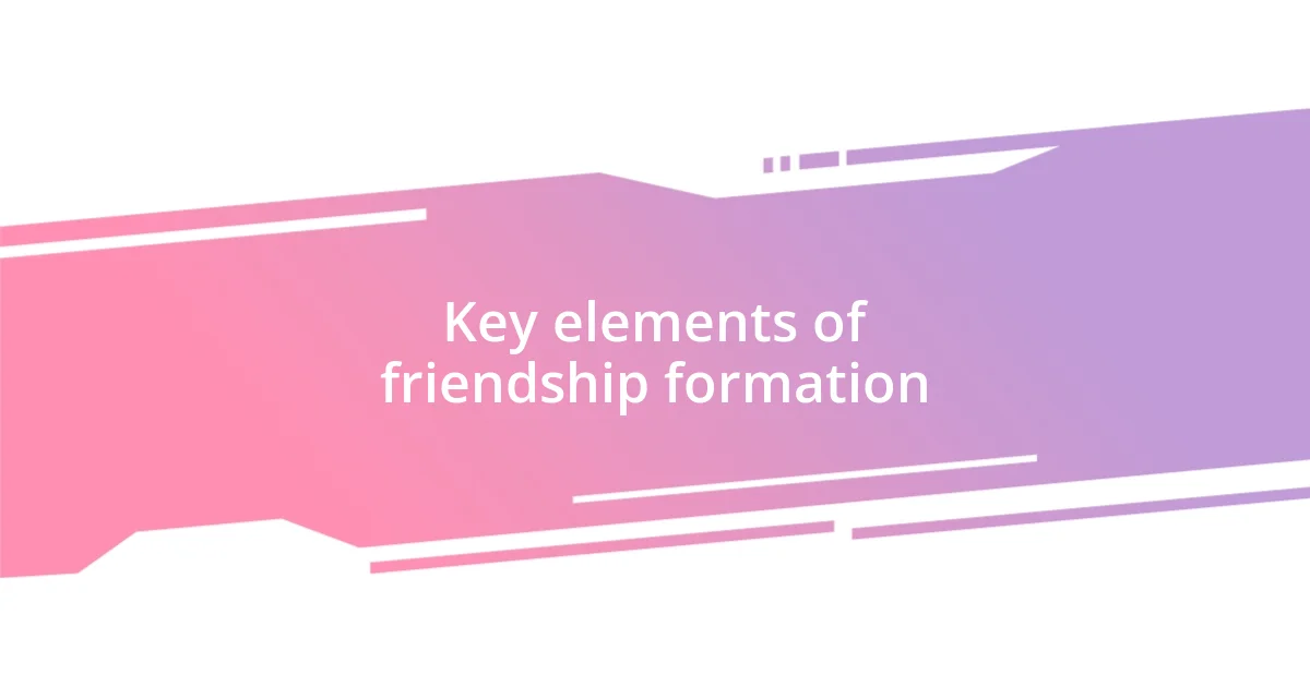 Key elements of friendship formation