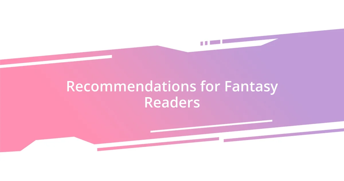 Recommendations for Fantasy Readers